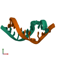 PDB entry 2n4m coloured by chain, ensemble of 10 models, front view.