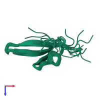 PDB entry 2n4r coloured by chain, ensemble of 20 models, top view.