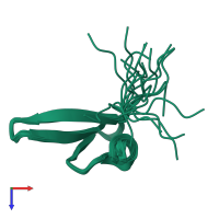 PDB entry 2n4s coloured by chain, ensemble of 20 models, top view.