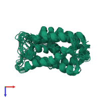 PDB entry 2n4x coloured by chain, ensemble of 15 models, top view.