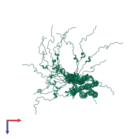 PDB entry 2n53 coloured by chain, ensemble of 20 models, top view.