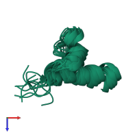 PDB entry 2n5m coloured by chain, ensemble of 10 models, top view.