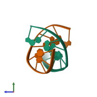 PDB entry 2n5p coloured by chain, side view.
