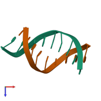 PDB entry 2n5p coloured by chain, top view.