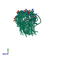 PDB entry 2n5y coloured by chain, ensemble of 20 models, side view.