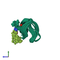 PDB entry 2n63 coloured by chain, ensemble of 20 models, side view.