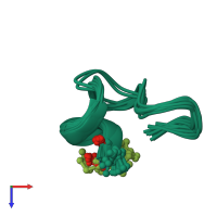 PDB entry 2n63 coloured by chain, ensemble of 20 models, top view.