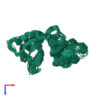PDB entry 2n6d coloured by chain, ensemble of 19 models, top view.