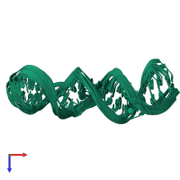 PDB entry 2n6t coloured by chain, ensemble of 10 models, top view.