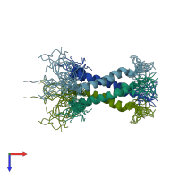 PDB entry 2n70 coloured by chain, ensemble of 20 models, top view.
