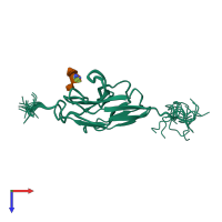 PDB entry 2n7b coloured by chain, ensemble of 20 models, top view.