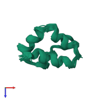 PDB entry 2n8p coloured by chain, ensemble of 20 models, top view.
