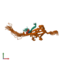 PDB entry 2n9e coloured by chain, ensemble of 20 models, front view.