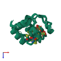 PDB entry 2n9j coloured by chain, ensemble of 20 models, top view.