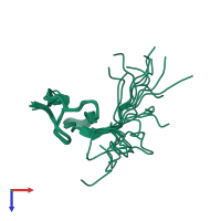 PDB entry 2n9z coloured by chain, ensemble of 20 models, top view.