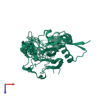 PDB entry 2na1 coloured by chain, ensemble of 10 models, top view.