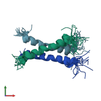 PDB entry 2na6 coloured by chain, ensemble of 15 models, front view.