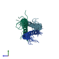 PDB entry 2na7 coloured by chain, ensemble of 15 models, side view.