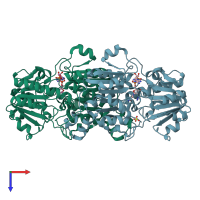 PDB entry 2nad coloured by chain, top view.