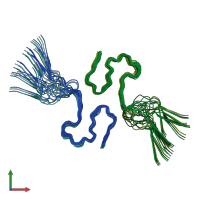 PDB entry 2nao coloured by chain, ensemble of 10 models, front view.