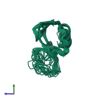 PDB entry 2nbe coloured by chain, ensemble of 20 models, side view.