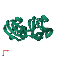 PDB entry 2nbr coloured by chain, ensemble of 20 models, top view.
