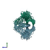 PDB entry 2nbt coloured by chain, ensemble of 10 models, side view.