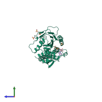 PDB entry 2ncd coloured by chain, side view.