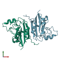 PDB entry 2nck coloured by chain, front view.