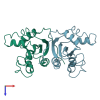 PDB entry 2nck coloured by chain, top view.