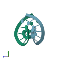 PDB entry 2ncq coloured by chain, side view.