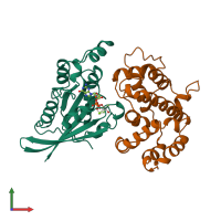 PDB entry 2ngr coloured by chain, front view.