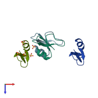 PDB entry 2nlb coloured by chain, top view.