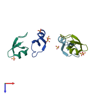 PDB entry 2nlg coloured by chain, top view.