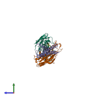 PDB entry 2nlj coloured by chain, side view.