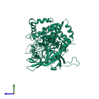 PDB entry 2nlk coloured by chain, side view.