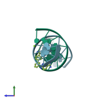 PDB entry 2nlm coloured by chain, side view.