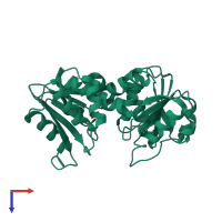 PDB entry 2nlo coloured by chain, top view.