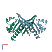 PDB entry 2nlv coloured by chain, top view.
