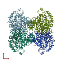 PDB entry 2nlz coloured by chain, front view.