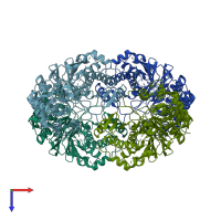 PDB entry 2nlz coloured by chain, top view.