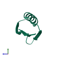 PDB entry 2nmq coloured by chain, side view.