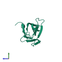 PDB entry 2nms coloured by chain, side view.