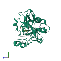Monomeric assembly 2 of PDB entry 2nn1 coloured by chemically distinct molecules, side view.