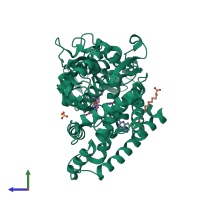 PDB entry 2nni coloured by chain, side view.