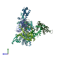 PDB entry 2nnn coloured by chain, side view.