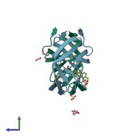 PDB entry 2nnp coloured by chain, side view.