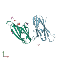 PDB entry 2nnr coloured by chain, front view.
