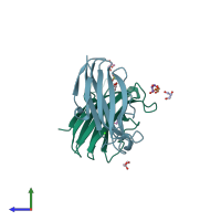 PDB entry 2nnr coloured by chain, side view.