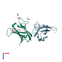 PDB entry 2nnr coloured by chain, top view.